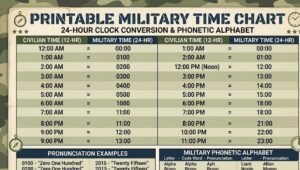 Printable Military Time Chart Mastering the 24-Hour Clock